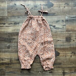 Rylee And Cru Peach/Orange Tie Shoulder Dotted Bubble Romper Cotton Sz 12/18 M